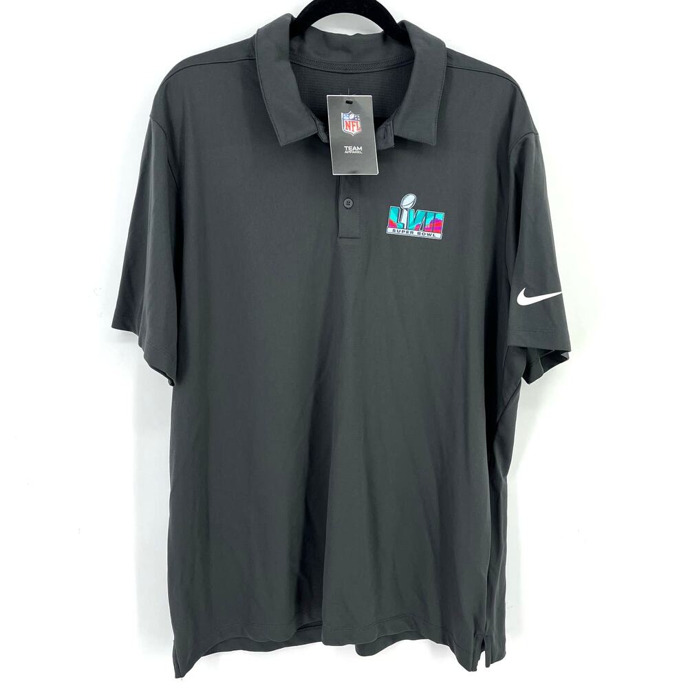Nike NFL Super Bowl LVII 2022 Polo Shirt Mens Sz M KC Chiefs Eagles Gray Dri Fit